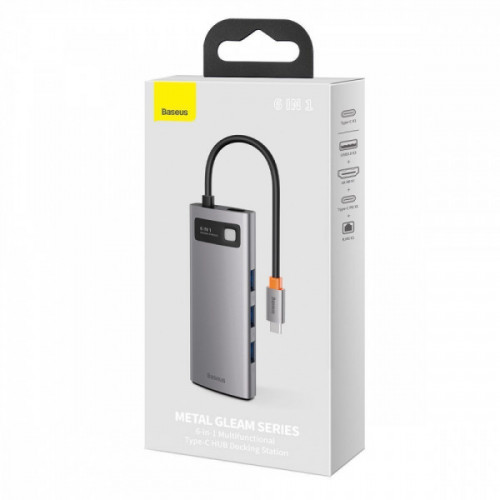 USB-Хаб Baseus Metal Gleam Series 6-in-1 Type-C gray Купити в Україні
