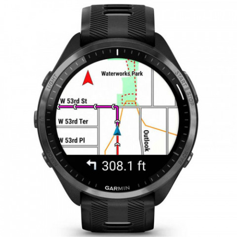 Смарт-годинник Garmin Forerunner 965 Carbon Gray DLC Titanium Bezel with Black Case and Black/Powder Gray Silicone Band (010-02809-80)