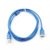 Кабель Gresso USB - USB V 2.0 (M/F), 1 ферит, 3 м, Blue (2000700002388)