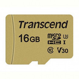 Карта пам`ятi MicroSDHC 16GB UHS-I/U3 Class 10 Transcend 500S + SD-adapter (TS16GUSD500S)