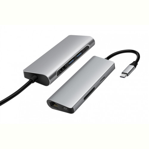 Док-станція ProLogix (PR-WUC-105B) 7 in 1 USB3.1 Type C to HDMI+2*USB3.0+PD+Lan+TF+SD_бн