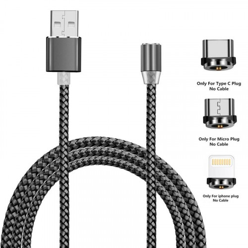 Кабель XoKo SC-350 Magneto USB-Lightning/microUSB/USB Type-C, 1.2м Grey (SC-350MGNT-GR)