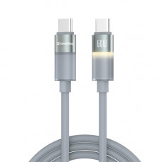 Кабель ColorWay USB Type-C - USB Type-C (M/M), warm light, 3А, 1 м, Grey (CW-CBPDCC092-GR)
