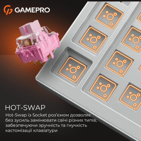Дротова механічна клавіатура GamePro MK160 V2 Warden QLAB Sakura White (MK160-V2-BL-QS) Купити в Україні