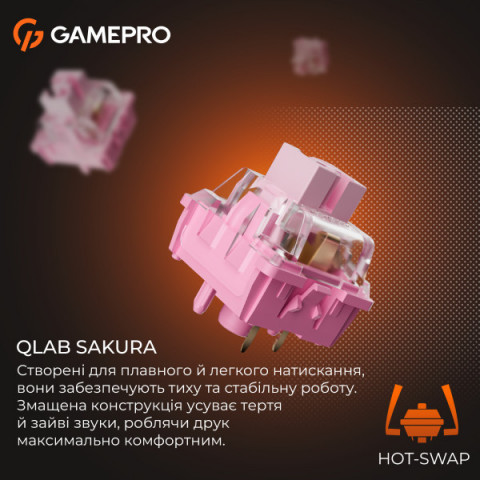 Дротова механічна клавіатура GamePro MK160 V2 Warden QLAB Sakura White (MK160-V2-BL-QS) Купити в Україні