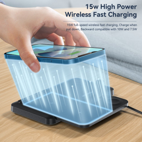 Бездротовий зарядний пристрій Essager Jiecheng 4 in 1 15W Black (EWXZM-JC01-Z)