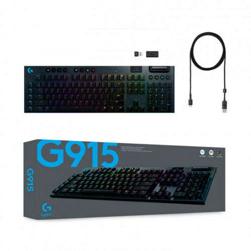 Клавiатура бездротова Logitech G915 Lightspeed Wireless RGB Mechanical Clicky (920-009111) Black USB