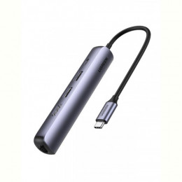 Концентратор USB Type-C Ugreen CM418 2xUSB 3.0 + HDMI + RJ45 1000M Ethernet, Gray (10919)