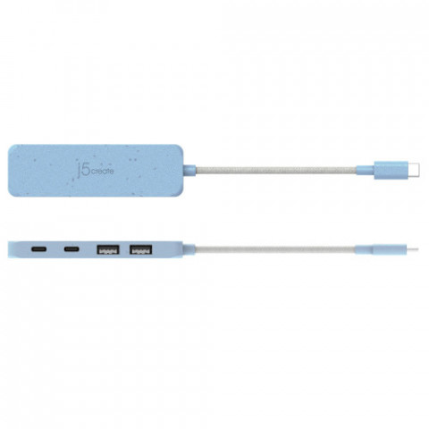 USB-хаб J5create 2 USB-A/2 USB-С Cyan (JCH342EC-N)