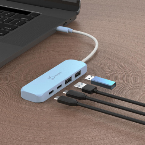 USB-хаб J5create 2 USB-A/2 USB-С Cyan (JCH342EC-N)