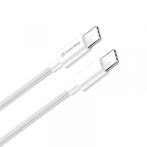 Кабель ColorWay USB-C-USB-C (PD Fast Charging 65W), 3.0А, 2м, White (CW-CBPDCC056-WT)