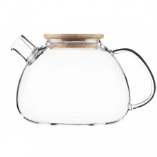 Заварник Ardesto Midori Bubble, 1500мл, боросилікатне скло, бамбук, прозорий