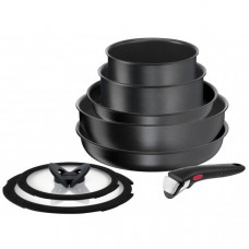 Набір посуду Tefal Ingenio Daily Chef, змінна ручка, 8предметів, алюміній, бакеліт, силікон, скло, чорний