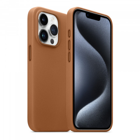 Чохол ArmorStandart FAKE Leather Case для Apple iPhone 15 Pro Light Coffee (ARM76300)