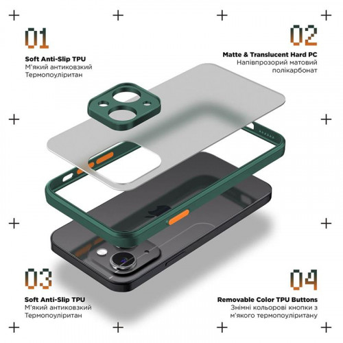 Чохол-накладка Armorstandart Frosted Matte для Xiaomi 13T/13T Pro Dark Green (ARM69707)