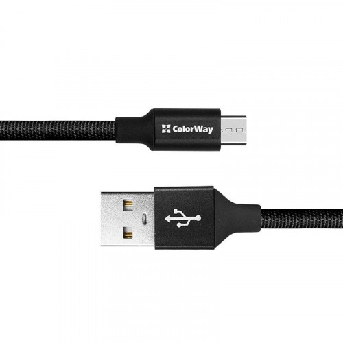 Кабель ColorWay USB-microUSB 2.4А, 0.25м, Black (CW-CBUM048-BK)