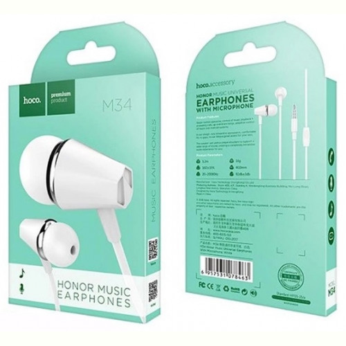 Гарнітура Hoco M34 Honor Music White (M34W)