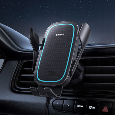 Автомобільний тримач з Бездротовим ЗП Baseus Milky Way Pro 15W black Купити в Україні
