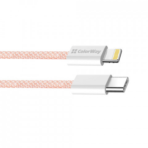 Кабель ColorWay Lightning + USB Type-C (M/M), 3.0 А, 1 м, Pink (CW-CBPDCL061-P)