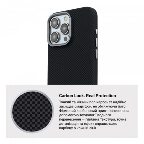 Чохол ArmorStandart LikeCarbon2 MagCase для Apple iPhone 15 Pro Kevlar Black (ARM88589)