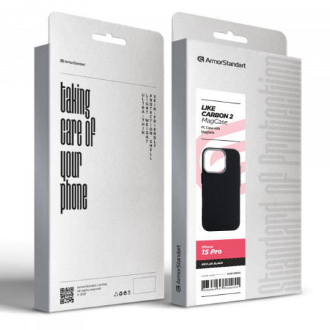Чохол ArmorStandart LikeCarbon2 MagCase для Apple iPhone 15 Pro Kevlar Black (ARM88589)