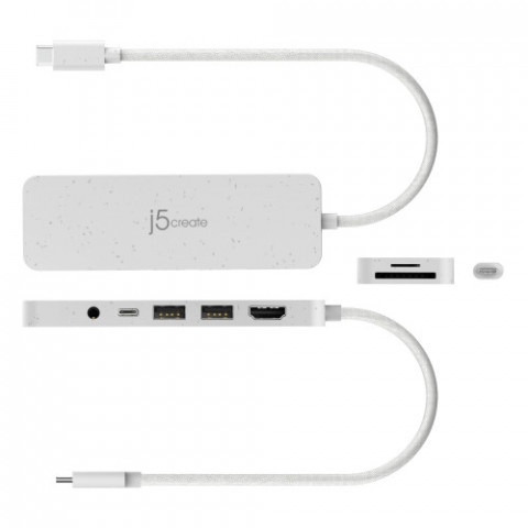 USB-хаб J5create USB-C 6-в-1 White (JCD373EW-N)