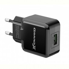 Мережевий зарядний пристрій Grand-X (1xUSB 5В/2.1А) Black (CH-03B)
