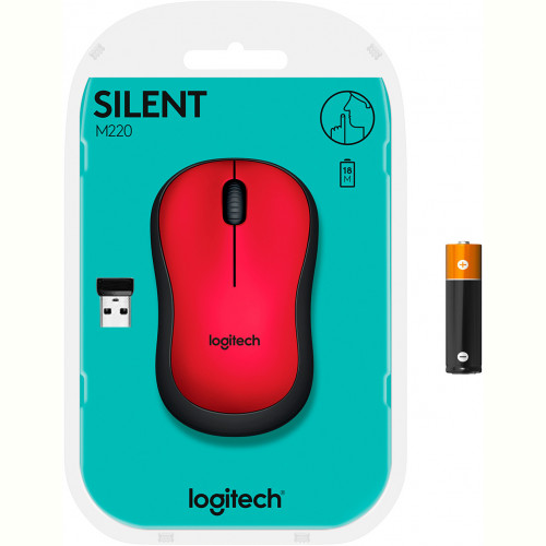 Мишка бездротова Logitech M220 Silent (910-004880) Red USB