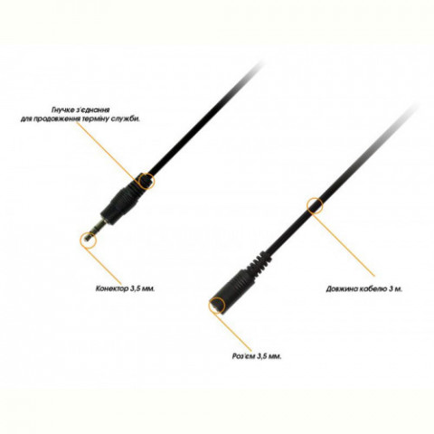 Кабель Piko (1283126473920) AUX 3.5mm M-3.5mm F, 3м Black