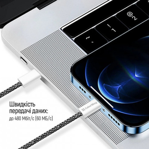 Кабель ColorWay USB Type-C + USB Type-C (M/M), 3.0 А, 1 м, Black (CW-CBPDCC061-BK)