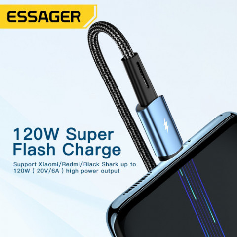Кабель Essager Sunset USB - USB Type-C (M/M), 120W, 1 м Black (EXC120-CG01-P)