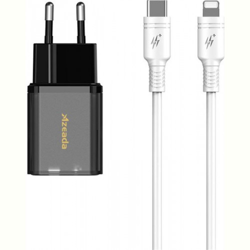 Мережевий зарядний пристрій Proda Xinrui A62 Black (PD-A62-BK) + кабель Type-C/Lightning