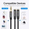 Кабель Vention Audio 3.5 mm M - 2х3.5 mm F, 0.3 m, Black (BBSBY)