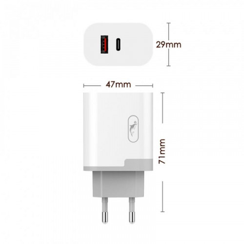 Зарядний пристрій SkyDolphin SC17 PD+QC3.0 (2USB, 3A) White (MZP-000110)