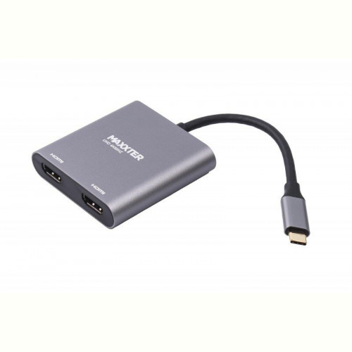 Адаптер-перехідник Maxxter (V-CM-2HDMI), USB-C-2хHDMI, сірий