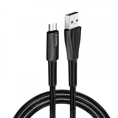 Кабель ColorWay USB-MicroUSB, 2.4А, 1м, Zinc Alloy + Led, Black (CW-CBUM035-BK)