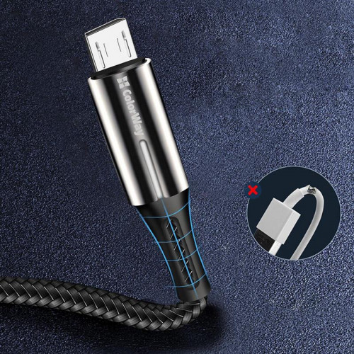 Кабель ColorWay USB-MicroUSB, 2.4А, 1м, Zinc Alloy + Led, Black (CW-CBUM035-BK)