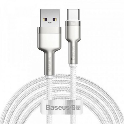 Кабель Baseus Cafule Metal 66W USB-USB-C, 2м, White (CAKF000202)