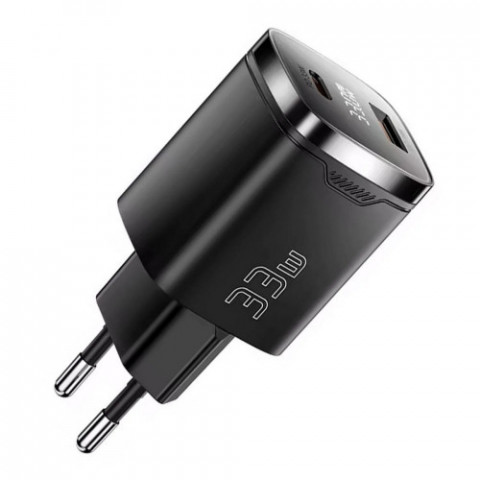 Мережевий зарядний пристрій Essager Gamet 33W GaN Digital Display A+C Black (ECT33W-GMB01-Z)