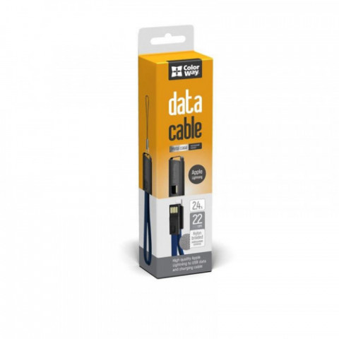 Кабель ColorWay USB-Lightning, 2.4А, 0.22м, Blue (CW-CBUL021-BL)