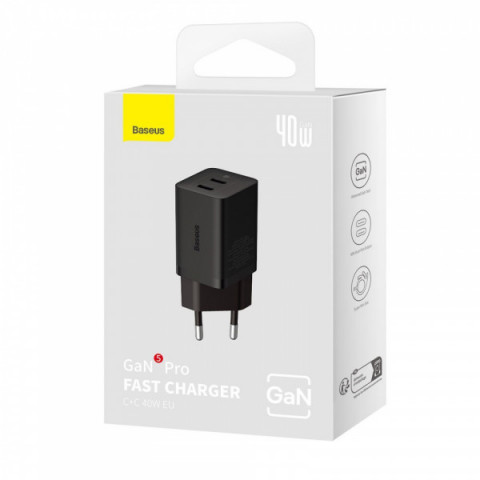 МЗП Baseus GaN5 Pro 40W Type-C+Type-C white Купити в Україні