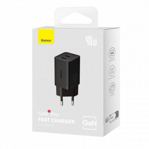 МЗП Baseus GaN5 Pro 40W Type-C+Type-C white Купити в Україні