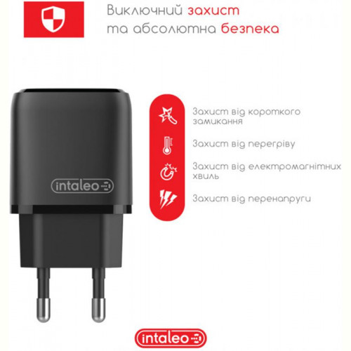 Мережевий зарядний пристрій Intaleo TCGQPD220 (2USBx3A) Black (1283126509995)