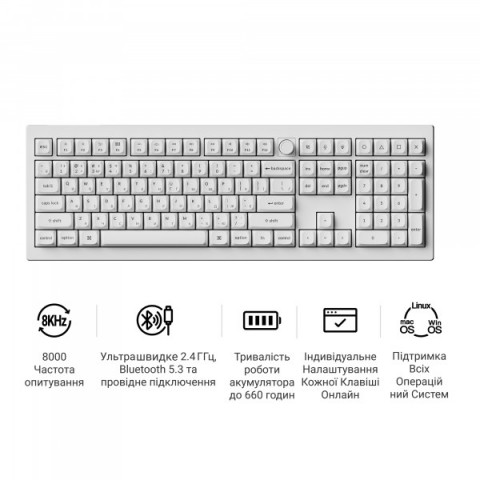 Клавіатура бездротова Keychron V6 Ultra Keychron Red Switch White RGB (V6U-F1-UA) Купити в Україні