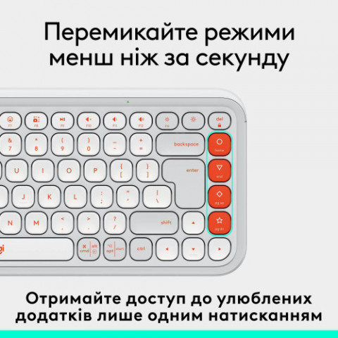 Клавiатура бездротова Logitech Pop Icon Keys Off White (920-013072)