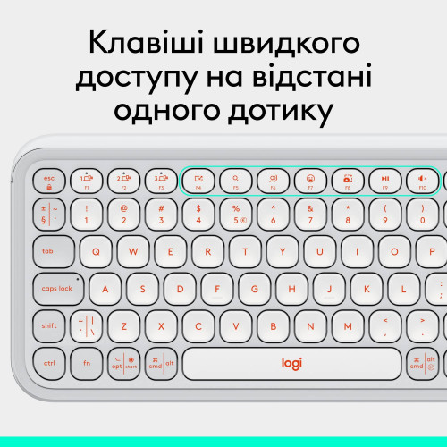 Клавiатура бездротова Logitech Pop Icon Keys Off White (920-013072)