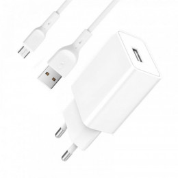 Зарядний пристрій SkyDolphin SC36V (1USB, 2.4A) White (MZP-000118) + кабель microUSB