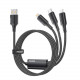 Кабель Essager Simple 3 in 1 USB - MicroUSB+USB Type-C+Lightning (M/M), 100W, 1.2 м Black (EXCMTL-JJ01-P)