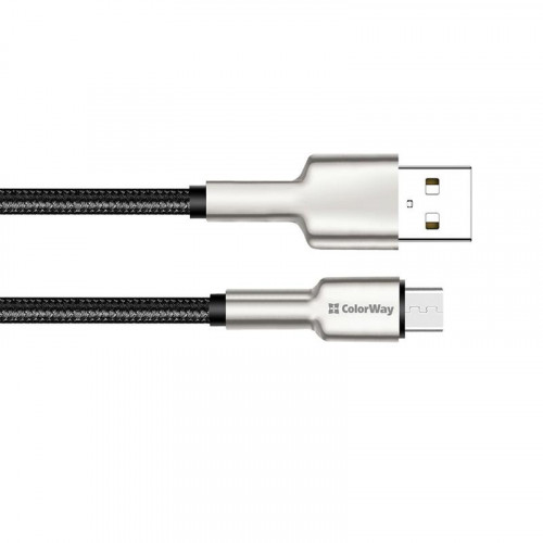 Кабель ColorWay USB-microUSB, head metal, 2.4А, 1м, Black (CW-CBUM046-BK)