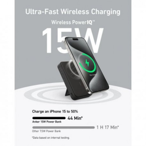 Портативна батарея Power Bank Anker MagGo 10000mAh 15W Qi2 Black (A1654G11)